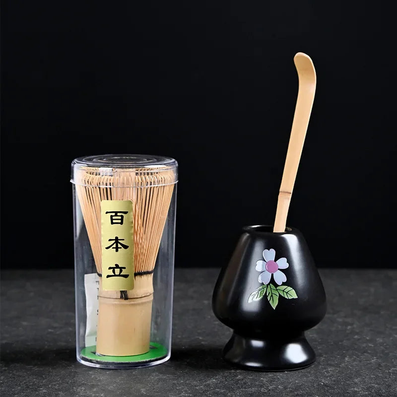 3/4 PCS Matcha Set Bambú de bambú Cerámica de cerámica mate Matte Juegos de té tradicionales Herramientas para el té Home Accesorios Regalo de cumpleaños