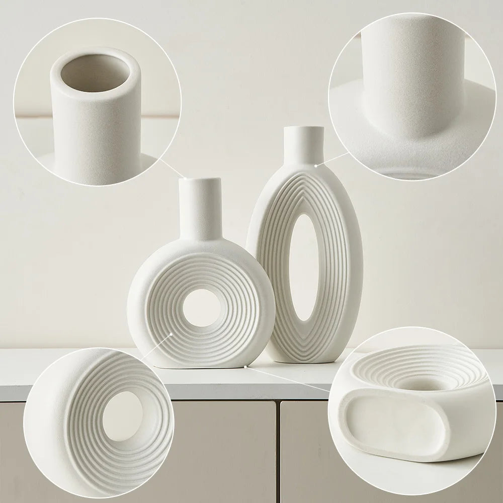2pcs Keramik Oval Vase Set Ins Style Home Dekoration Nordic Vase Light Luxus Blumenbehälter modern