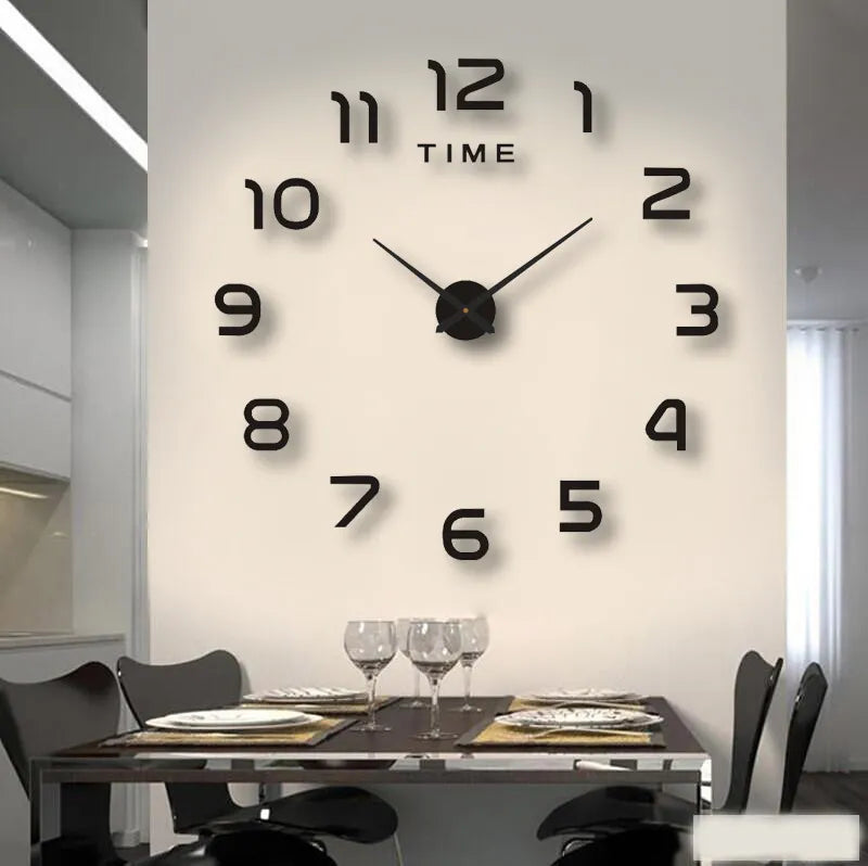 2023 Reka Bentuk Moden Jam Dinding Besar 3d Diy Quartz Jam Fesyen Jam tangan Akrilik Mirror Acrylic Ruang Tamu Hiasan Rumah Horloge