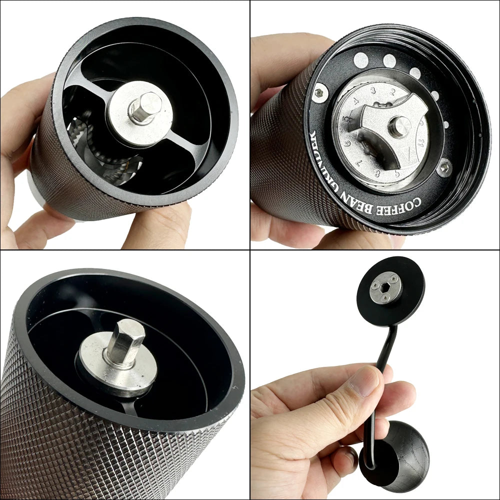 Manual Coffee Grinder Stainless Steel Core Adjustable Handle Raw Edge Coffee Bean Grinder with Cnc Applicable for Home Offices