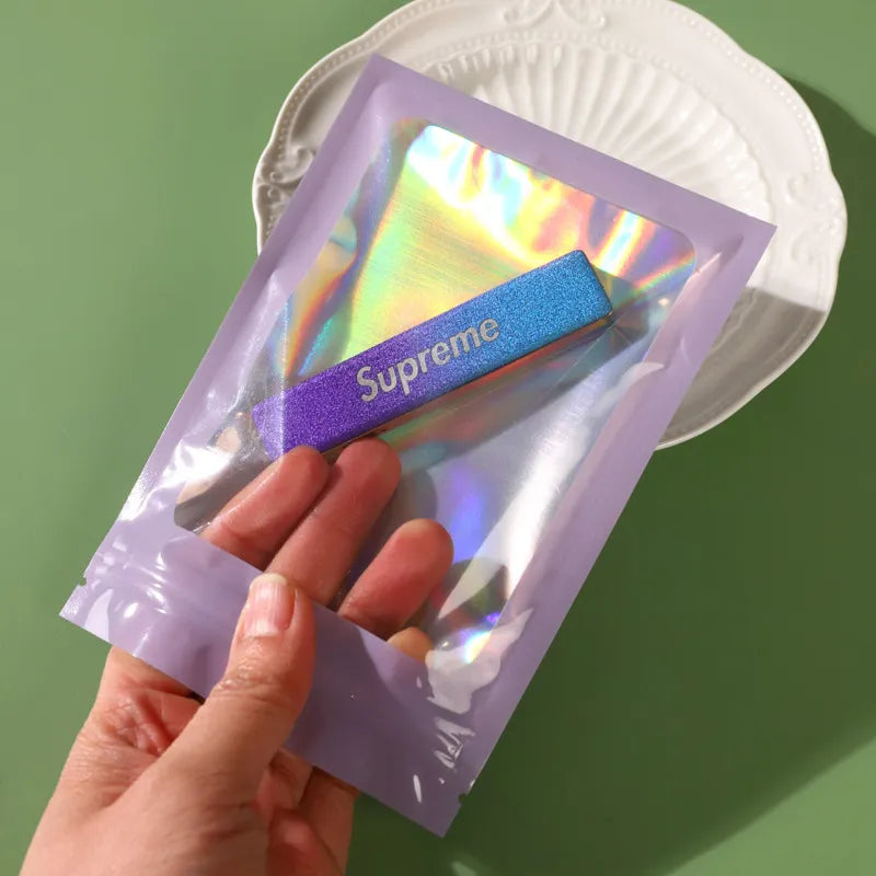 50pcsthick geurbestendig Mylar Tassen Holografische laserkleur Plastic verpakking Pouch Sieraden Retail opslagzakje cadeau ritssluiting tas