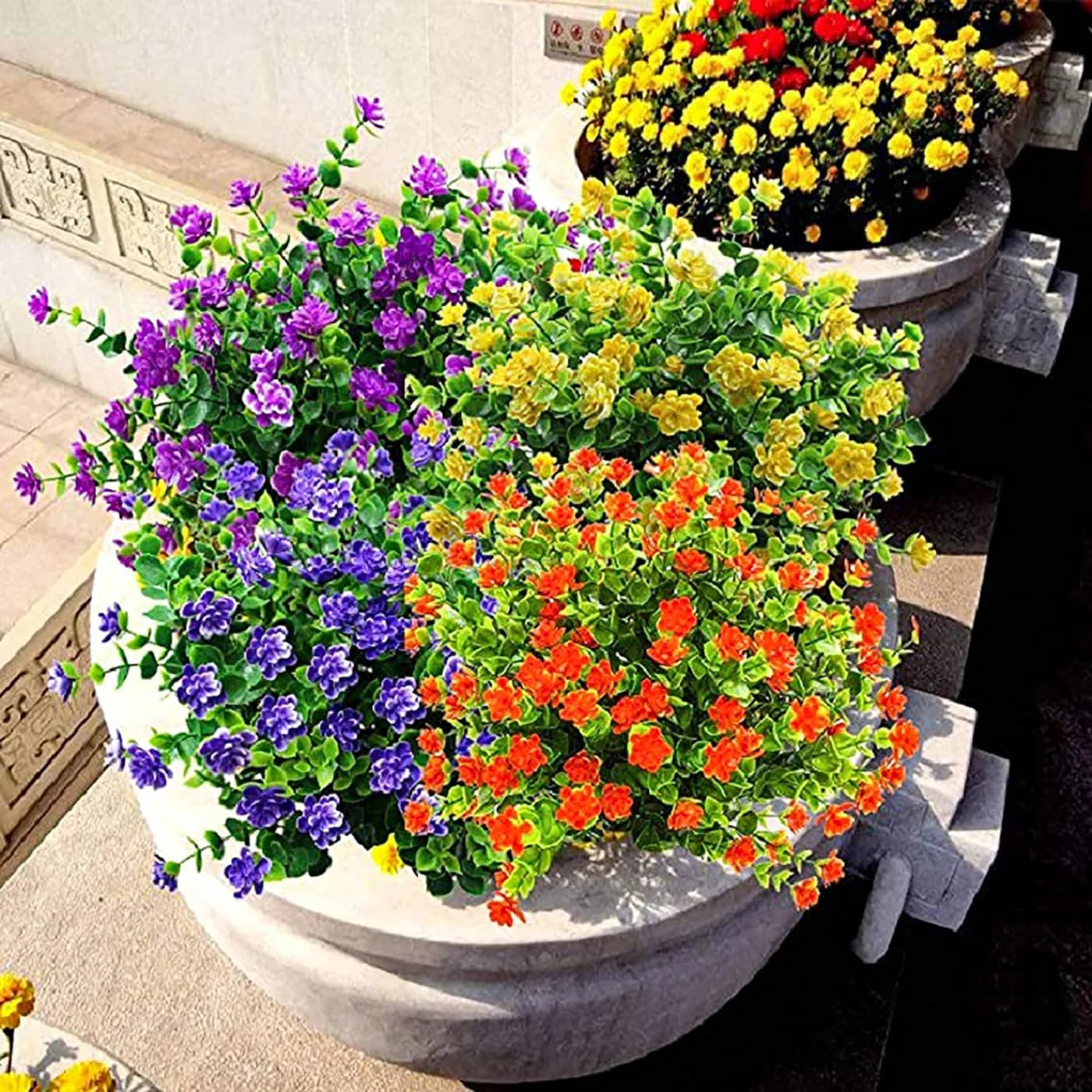 플라스틱 인공 꽃 야외 UV 저항성 가짜 꽃 장식 녹지 정원 관목 식물 가정 결혼식 파티 장식
