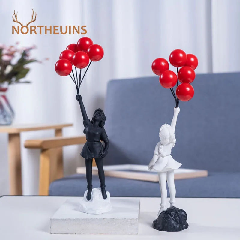 Northeuins harts Banksy Figurer för inre blommor Staty Staty Bomber Sculpture Home Desktop Decor Art Collection Objects