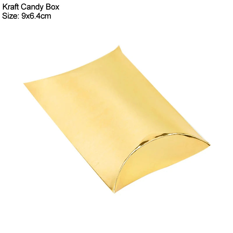 10/20/30 st kudde Candy Box Kraft Paper Christmas Gift Packaging Boxar Candy Väskor Bröllop Favors Birthday Party Decorations