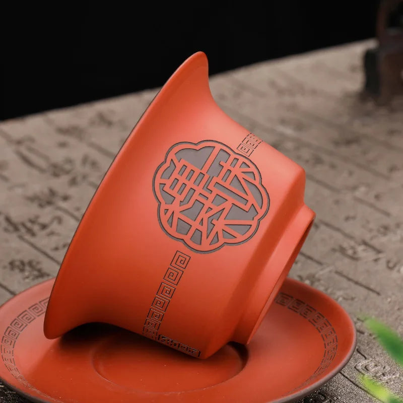 Çiğ cevher yixing mor kil gaiwan zisha çaylak Çin teware tureen kapak kılıf tabağı çay demleme çay kupası özelleştirilmiş hediye 150ml