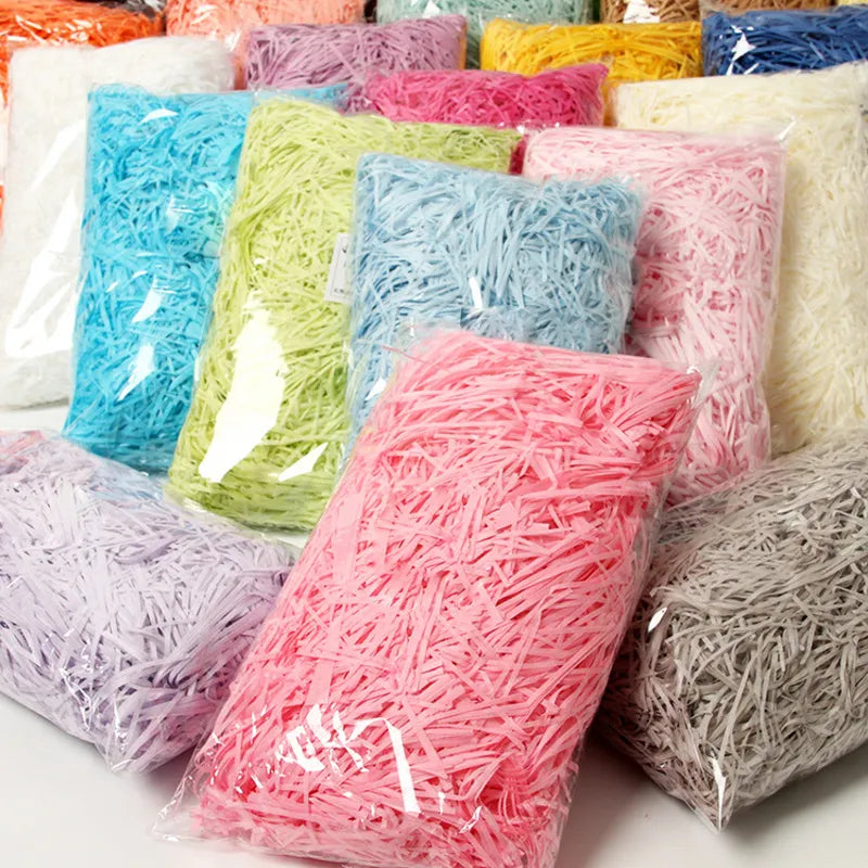 10/50/100g farverig strimlet crinkle lafite papir raffia fyldstof diy bryllupsfest gaveæske candy materiale emballage fyldstof