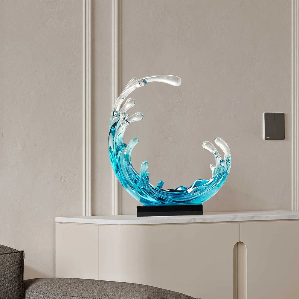 Transparent résine abstrait ornements modernes vagues abstraites sculpture ornements de salon accessoires de bureau de bureau à la maison cadeaux