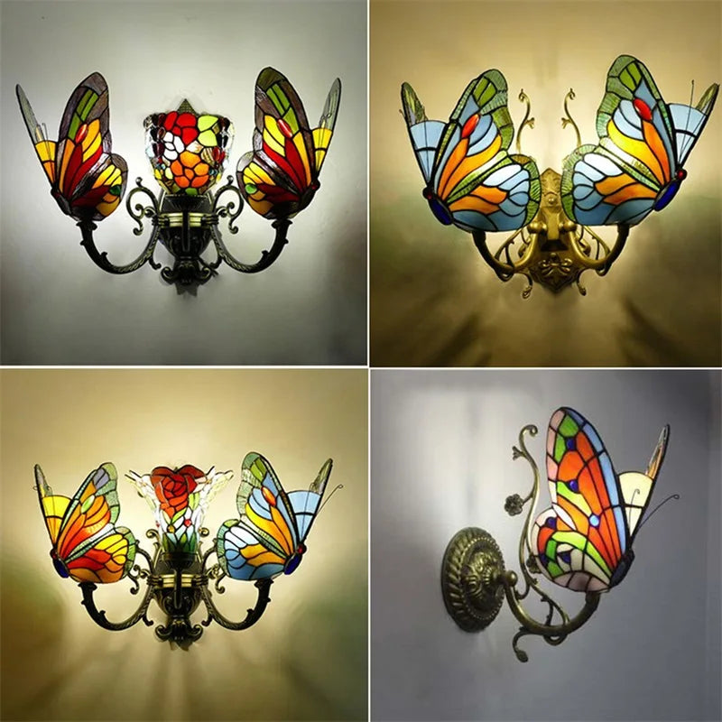 ULANI Tiffany Wall Lights Sconces Contemporary LED Butterfly Lamp Indoor Fixture For Home Decoration