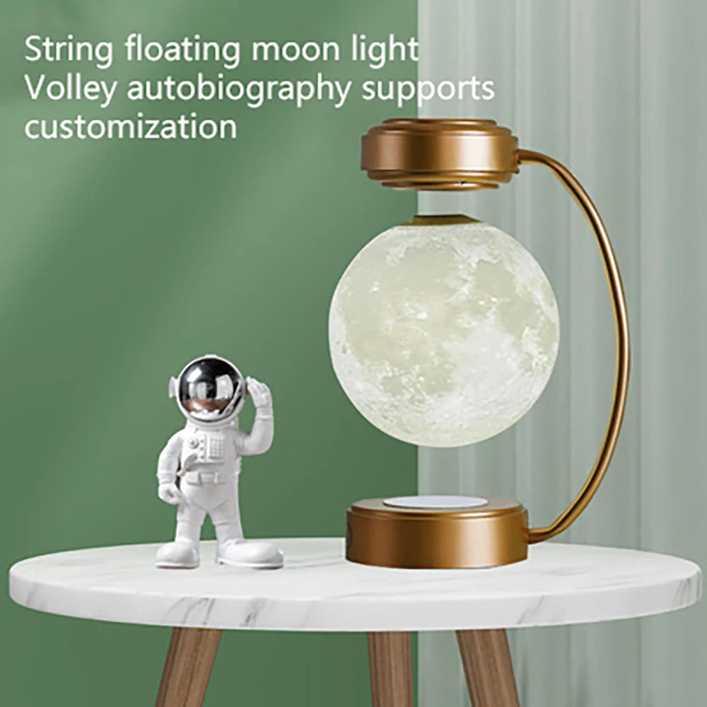 3D Manyetik Levitasyon Ay lambası LED Gece Işık Dönen Kablosuz Üç Renk Yatak Odası İçin Yüzen Lamba Yenilik Noel Hediyesi