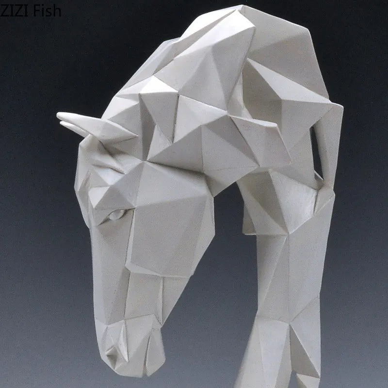 Paardenhoofd ornamenten hars Nordic moderne huizendecoratie kunst dier geometrische origami ambachten meubels bureau decor beeldje