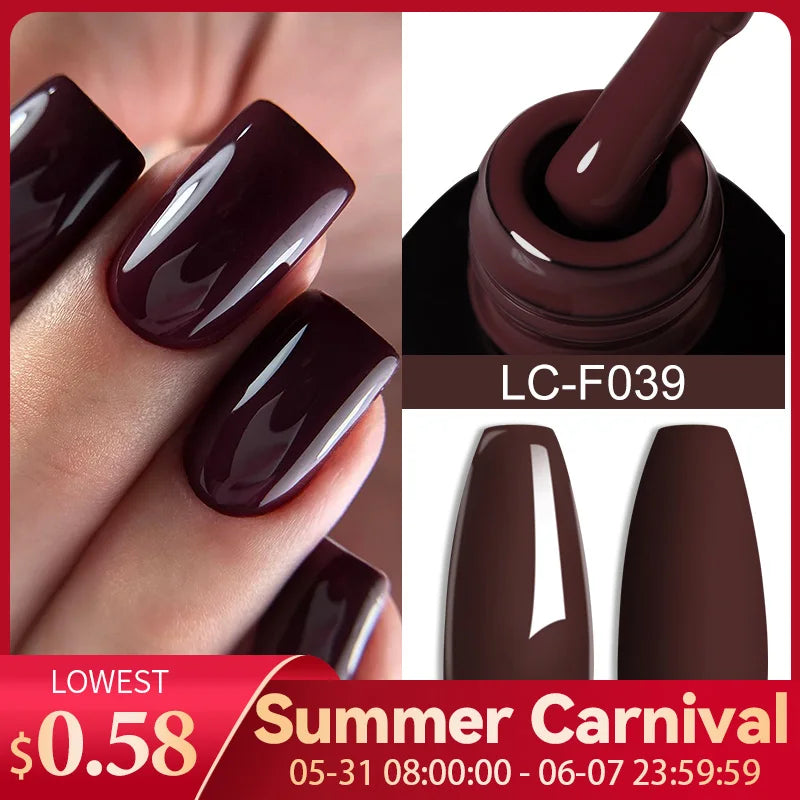 LILYCUTE Dark Brown Gel Nail Polish Autumn Winter Chocolate Wine Red Caramel Color Series For Manicure Nails Art Gel Varnish