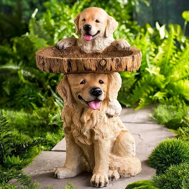1pc Cute Dog Shape Feeder Figer ، Garden Decor Resin Figالبول ، Garden Bird Feeder ، حديقة المرج حديقة Buter Bedo Deck Decor Decor