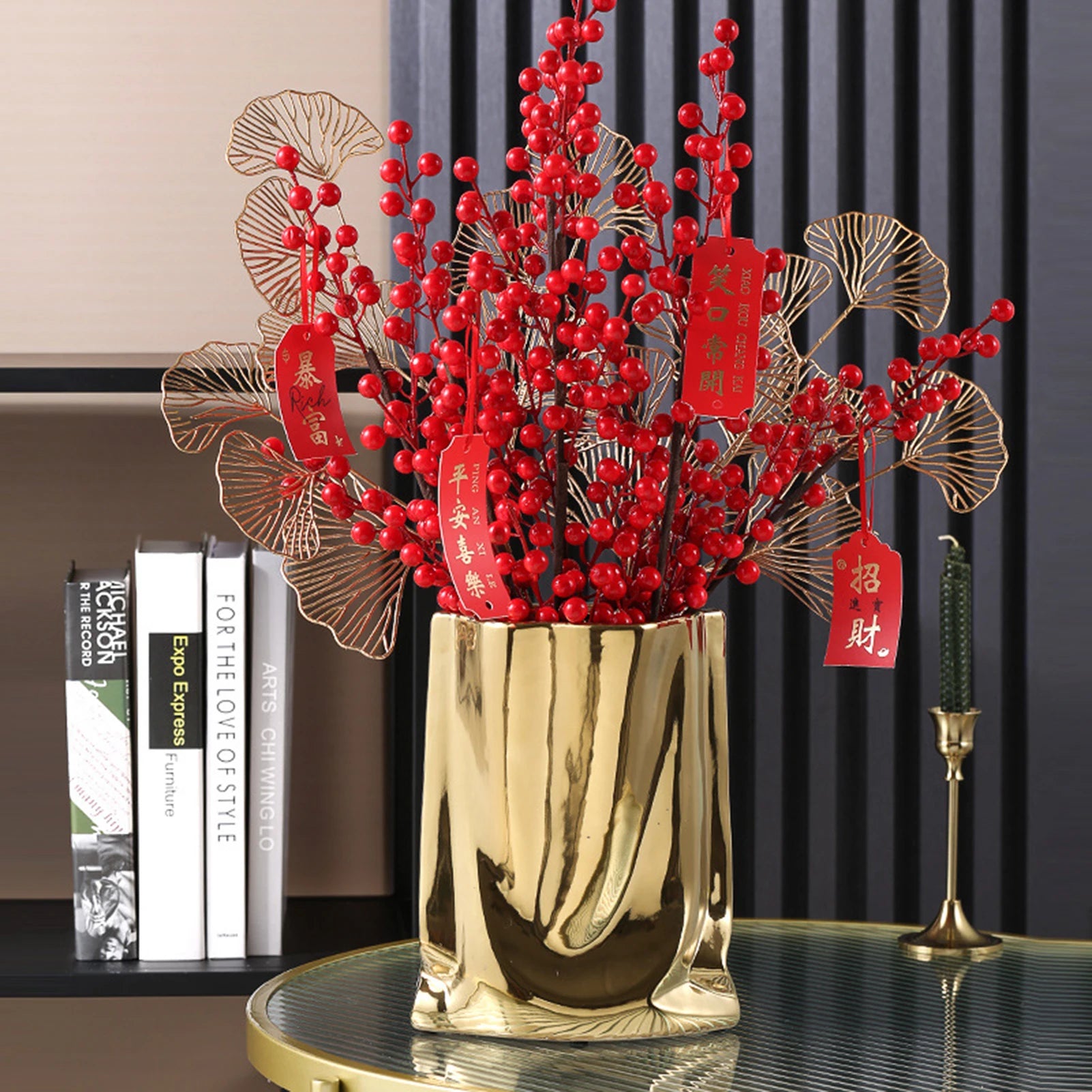 Vaso de flor de cerâmica grande capacidade de ouro e vasos de peça central de prata para festa da mesa de jantar em casa decoração