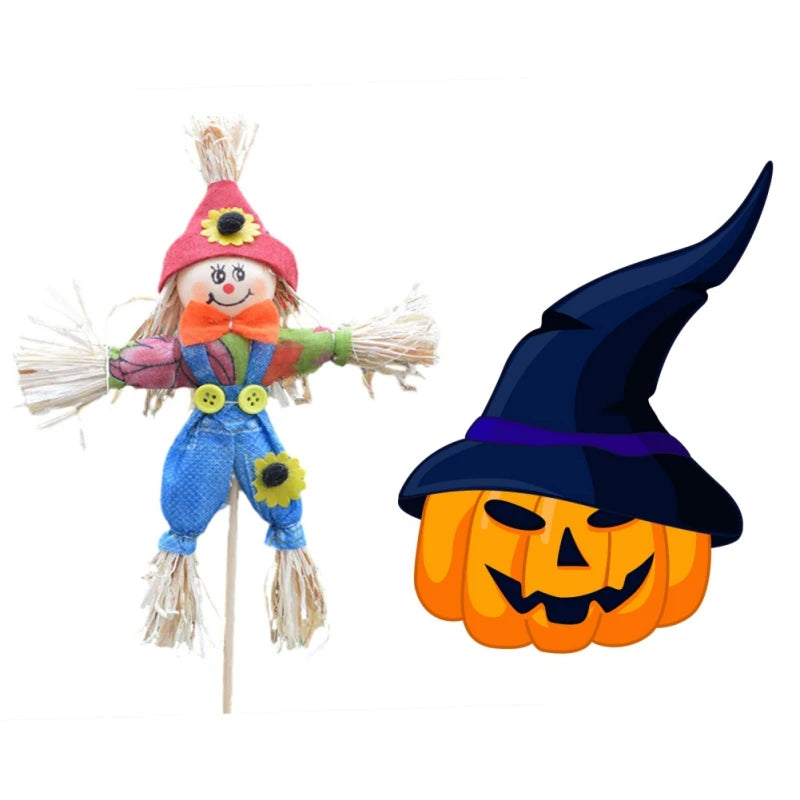 1PC Cute Autumn Fall Harvest Scarecrow Ornament Halloween Scary Ornament Hanging Scarecrow For Bar Garden