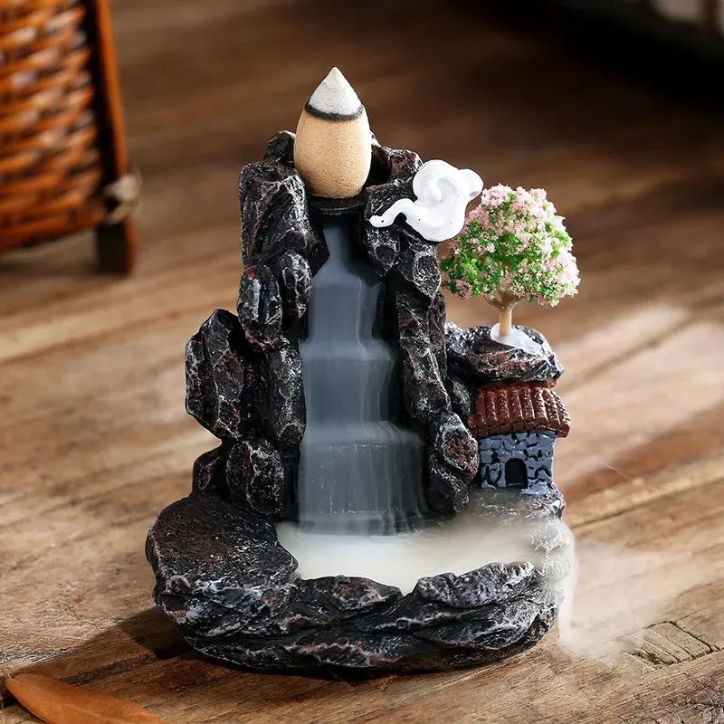Decoração de cascata do rio Mountains Mountains de Incense para lareira de fragrâncias em casa Backflow Aroma Aroma Fountain Zen Censer Holder