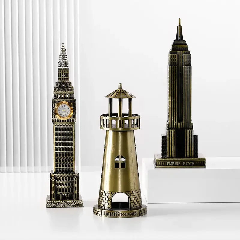 Metal 3D -maailmankuulu arkkitehtoninen pronssikäsityömallirakennus kodinsisustus Eiffel Tower/Liberty/Empire State -patsas patsas