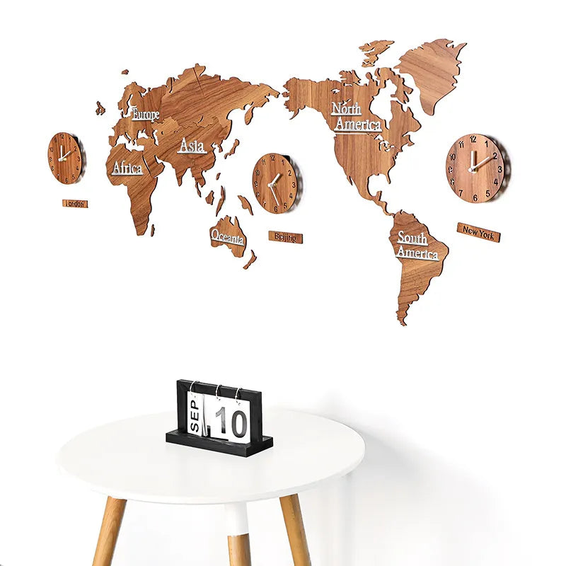 Weltkarte Wanduhr Nordische Wohnzimmer Wanduhr Kreative DIY Große 3D -Wandaufkleber -Sorte von Accessoires für Wohnkultur