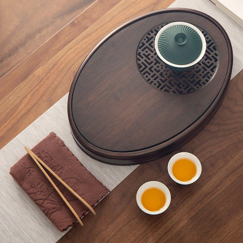 Bandeja natural de bambu, bandeja de madeira de mesa de chá, conjunto de chá de kung fu, acessórios para casa, tábua de chá de gaveta, bandeja de madeira redonda, conjunto de chá