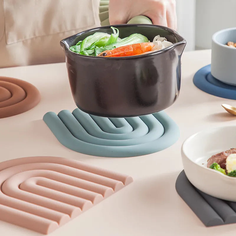Rainbow Silicone Table Mat Coaster Hot Hotes Potholder Placemat Pemegang Pot Multifunctional Untuk Pad Pan Tahan Dapur