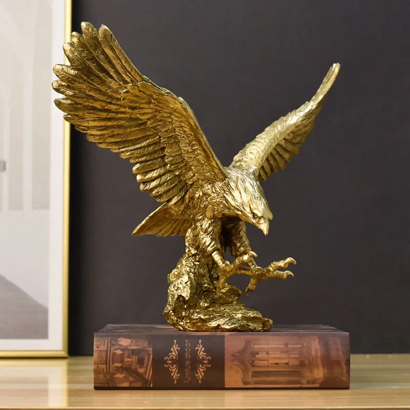 NORTHEUINS American Resin Golden Eagle Statue Art Animal Model Collection Ornament Home Office Desktop Feng Shui Decor Figurines