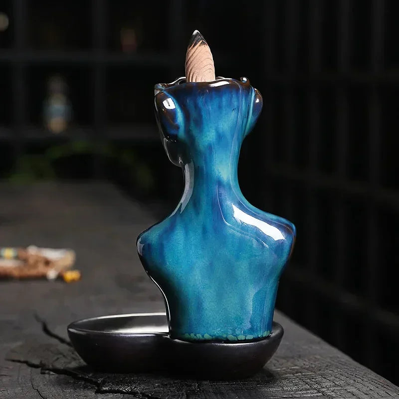1 st, kroppskonst keramisk hantverk hem dekorera ryggflödesrökningsbrännare rökelse censer (utan rökelse)