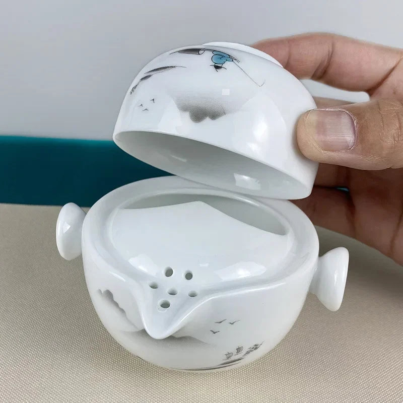 Seramik Çay Seti 1 Pot 1 su bardağı, yüksek kaliteli zarif ve kolay Gaivan, güzel ve kolay çaydanlık su ısıtıcısı, kung fu teaset içerir