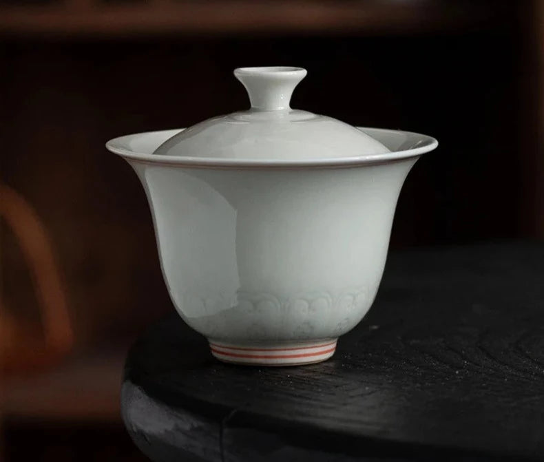 150ml Antique Plant Wood Gray Ceramic Gaiwan Antique Tea Tureen Household Tea Maker Cover Bowl Cafes Accessories Decoration