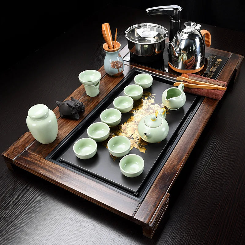 1 set lengkap set penuh teapot cangkir baki teh ketel berkualitas tinggi baki teh padat papan rumah tangga rumah teh chahai / meja teh semuanya diproduksi