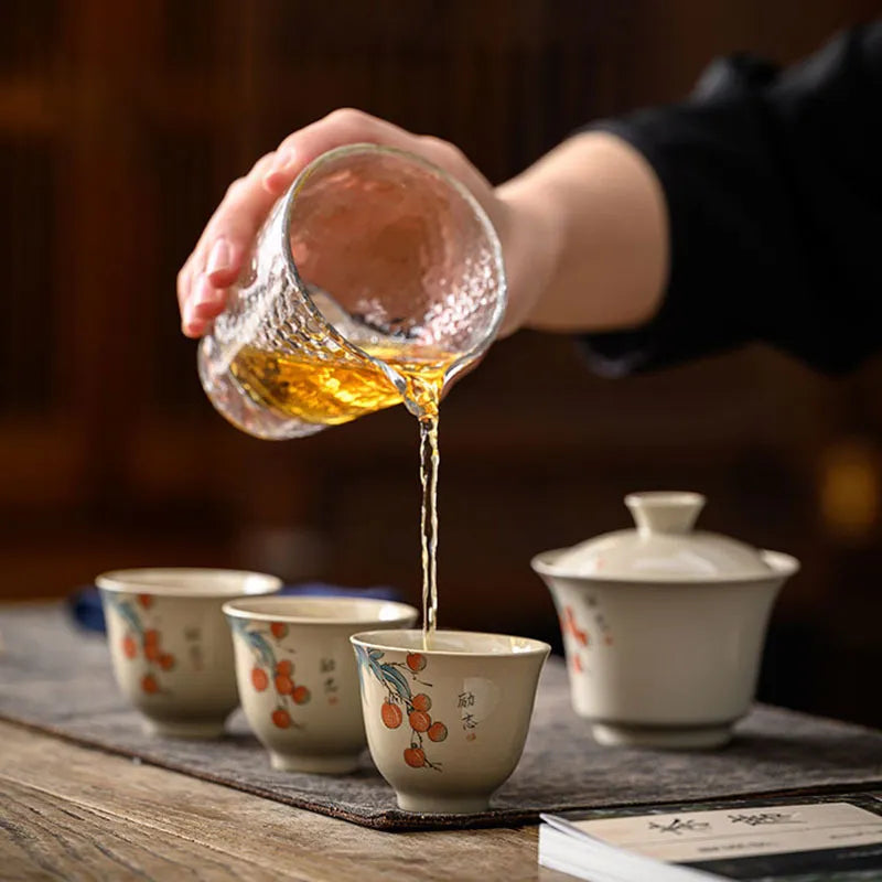 Resa tepet gaiwan för te komplett keramisk tekanna tekopp dricka kinesisk stil hemmakontor dekorativ kungfu teaware gåva