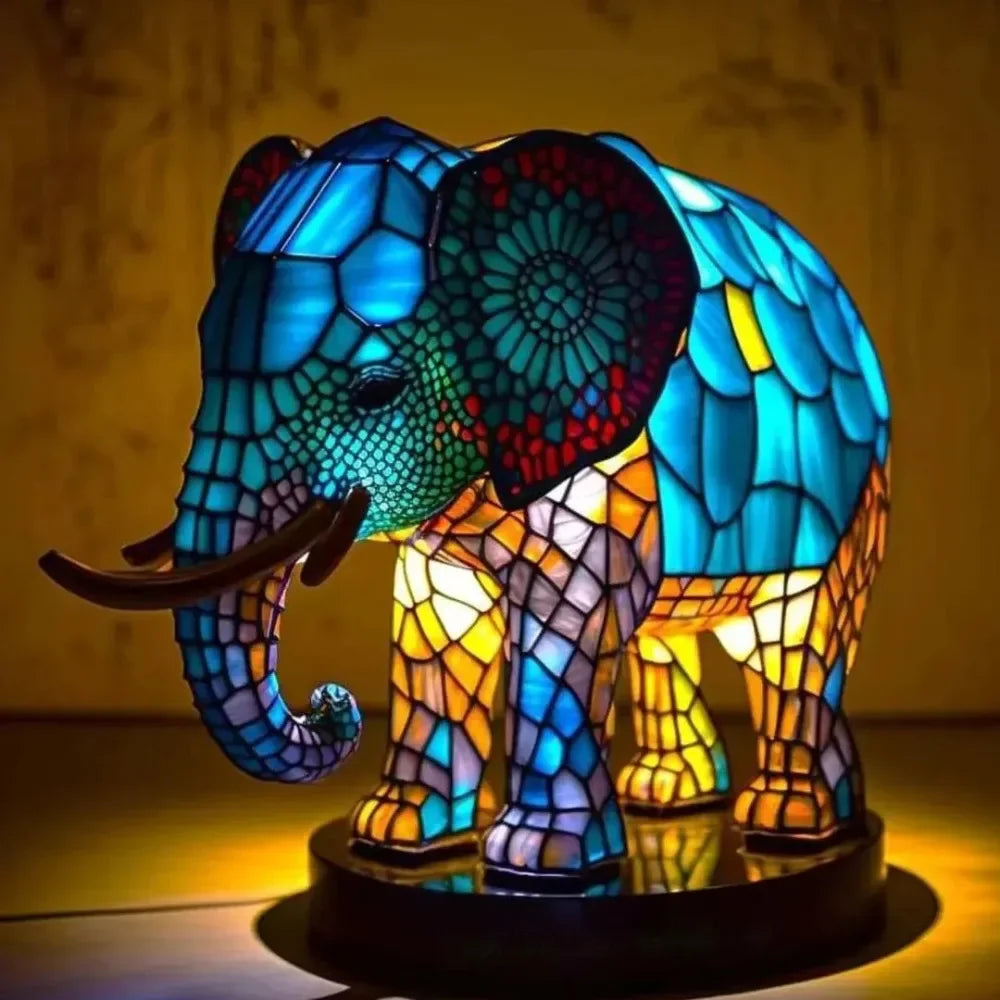 3D Stereoscopic Resin Stained Glass Animal Table Light Night Light Owl Horse Table Lamp for Living Room Home Bedroom Decoration