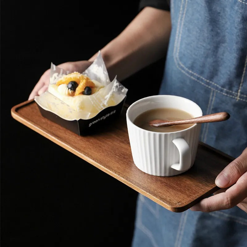 Bandeja de chá de madeira retângulo que serve lanches de placa de placa de armazenamento de alimentos para casa