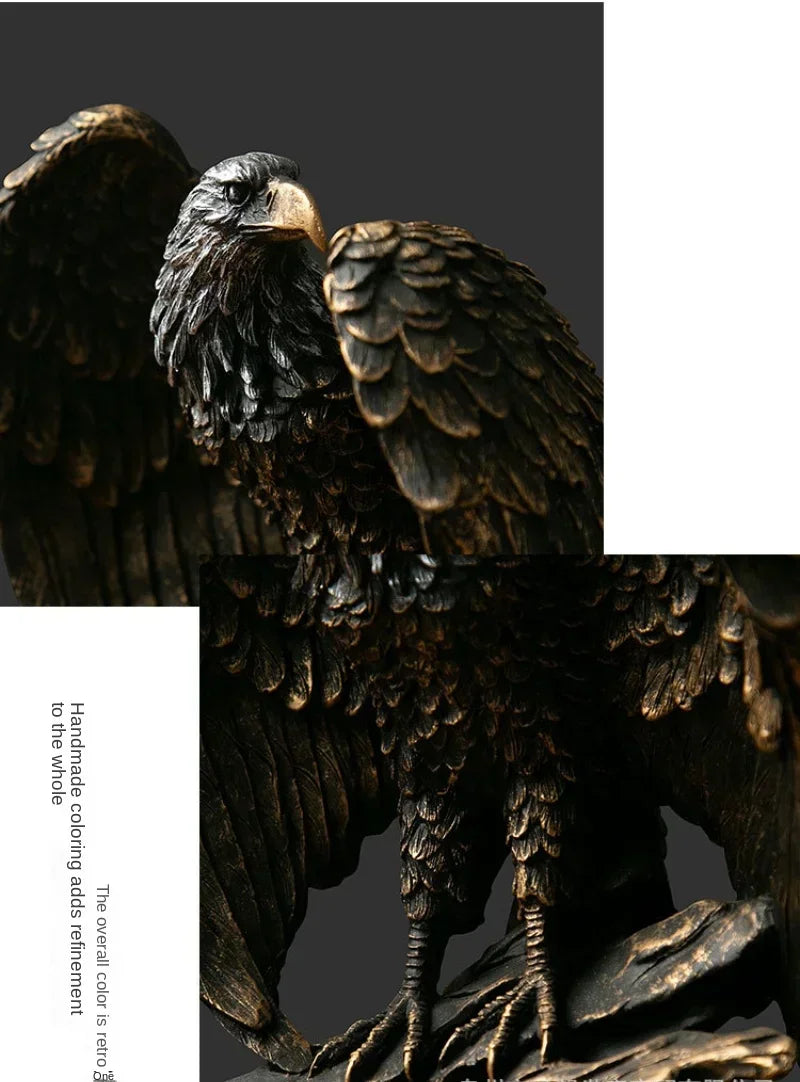 Gangsa Resin Eagle Eagle Collectible Eagle Patung Hiasan Rumah Patung Hiasan Pejabat, Perhiasan Hiasan Seni, Hadiah Percutian Hari Lahir