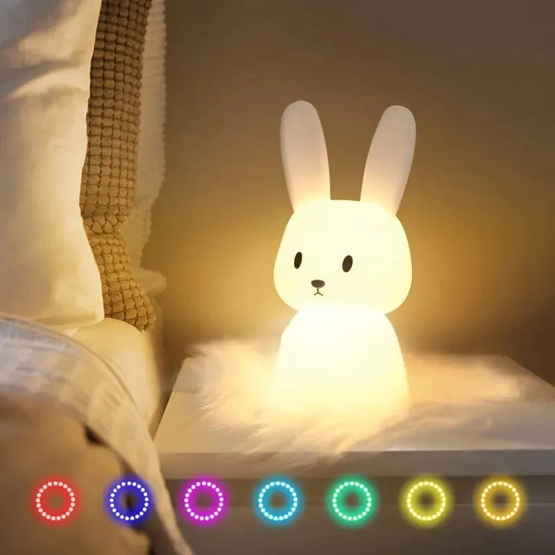 Led Night Night Light Silicone Rabbit Touch Sensor Lamp