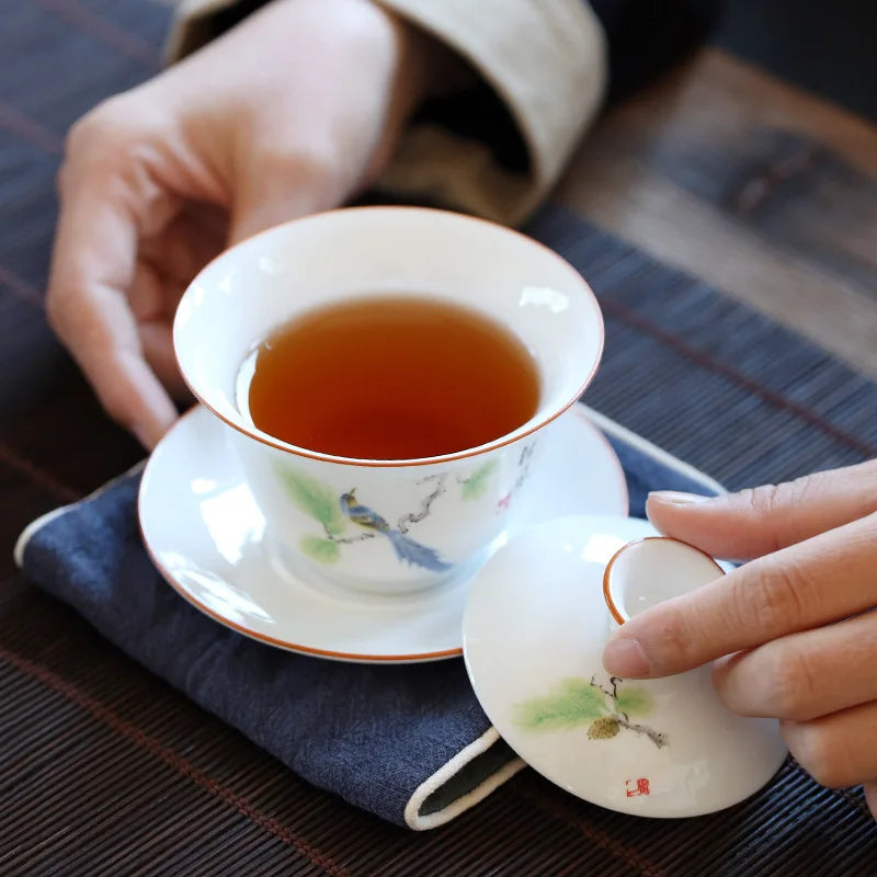 Keramik Sancai Gaiwan Tee Schüssel Chinesische Handgefertigte Handgefertigte Porcelana Kung Fu Tee Tureen Tea Set Home Decor Tea Tassen