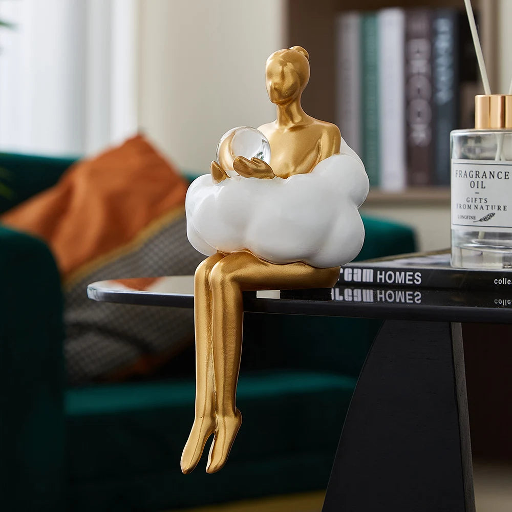 Skandinární design sochy Zlaté sochy a sochy Figury pro interiér Kawaii Room Decor Office Accessories
