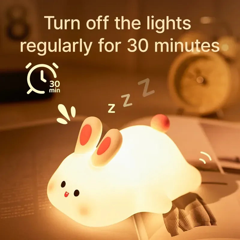 LED Cute Sheep Night Light USB Silicone Night Lamp Rechargeable Touch Sensor Nightlight Panda Rabbit Lamp for Kids Bedroom Decor