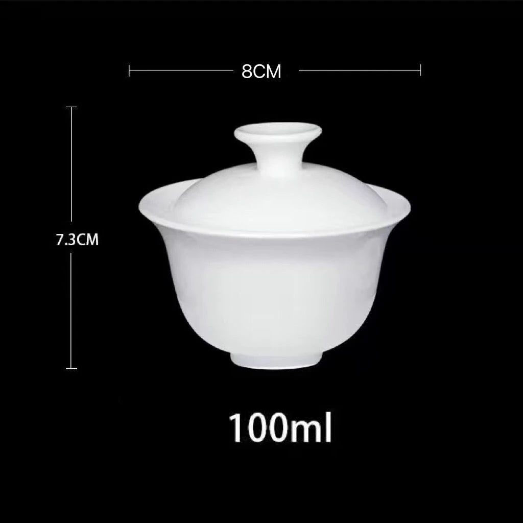 Dehua 흰색 도자기 커버 그릇 가정용 Kungfu 싱글 티 컵 가이완 수제 세라믹 차 세트 큰 작은 Sancai 커버 그릇