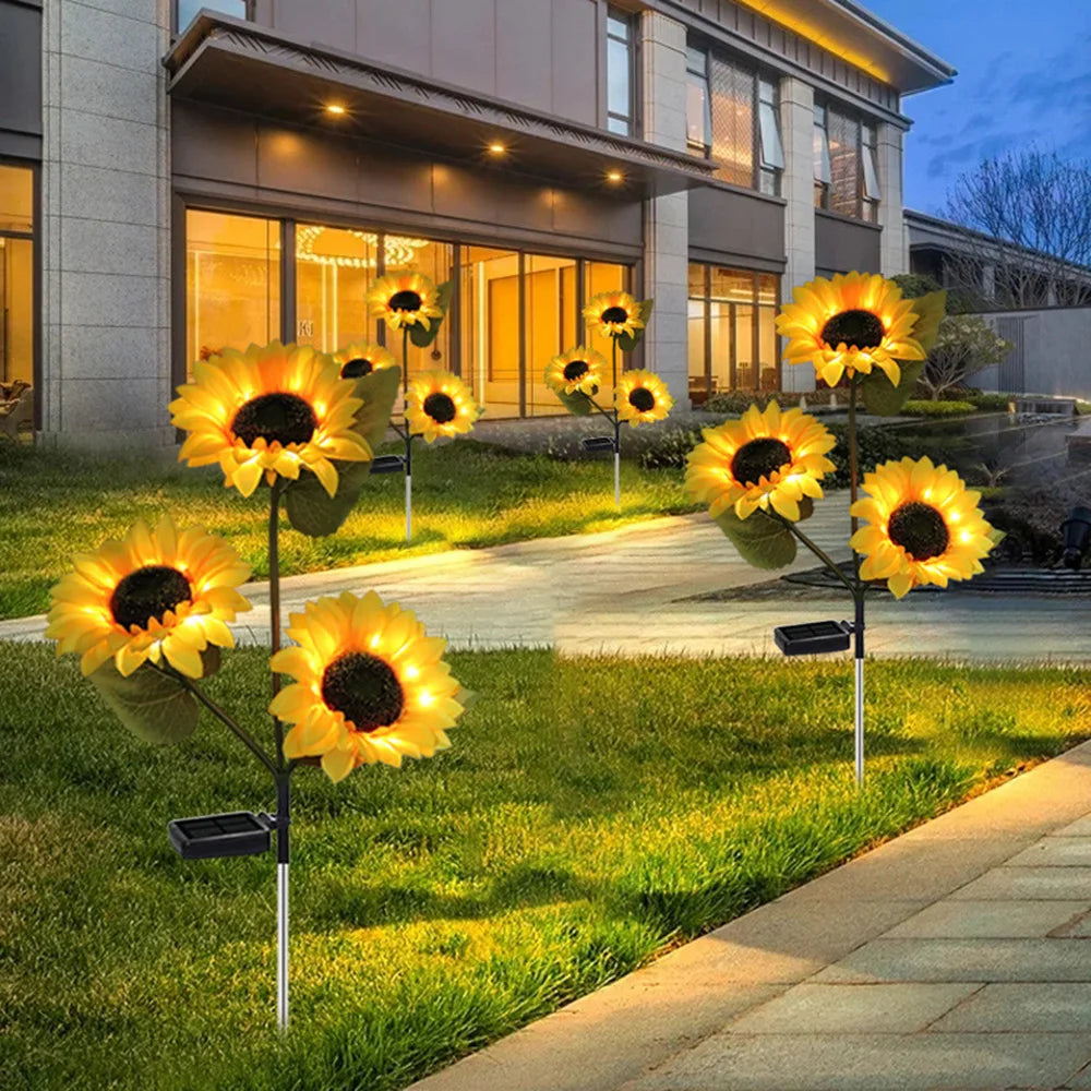 LED aurinko auringonkukka kukka kevyet kodin koristeelliset kukkavalot puutarhakoriste Nurmikamppu Vedenpitävä maisema Light