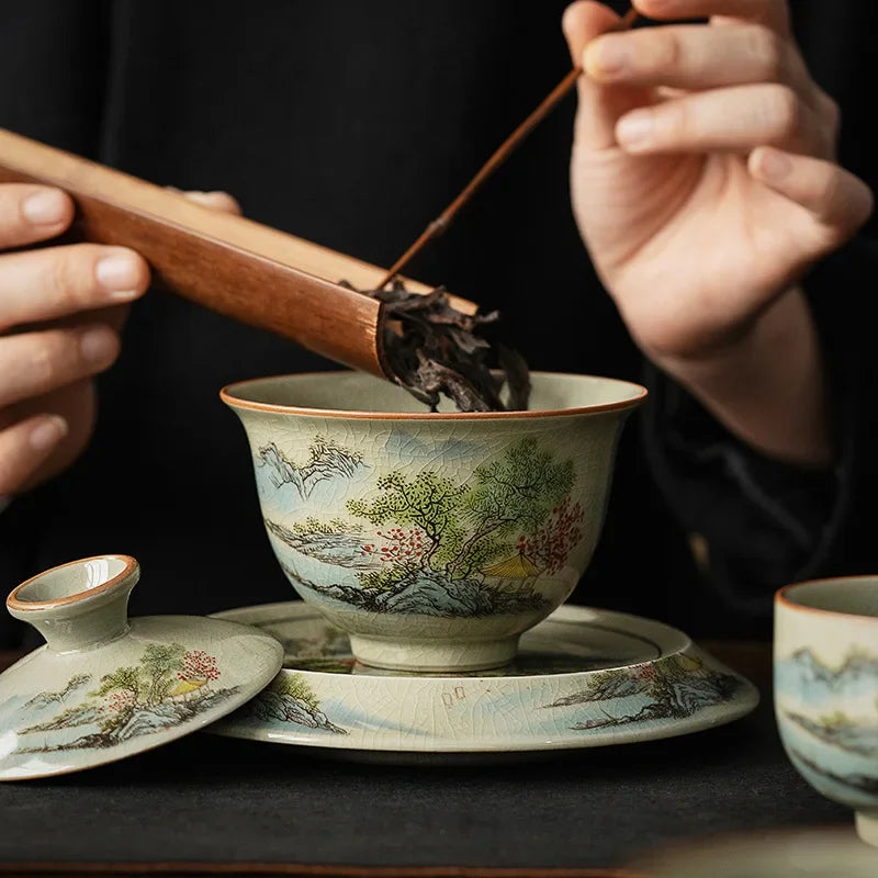 Gaiwan de cerâmica de alta qualidade e xícara de chá elegante gongfu teaware para o autêntico chá chinesa Tureen Conjunto de chá de porcelana