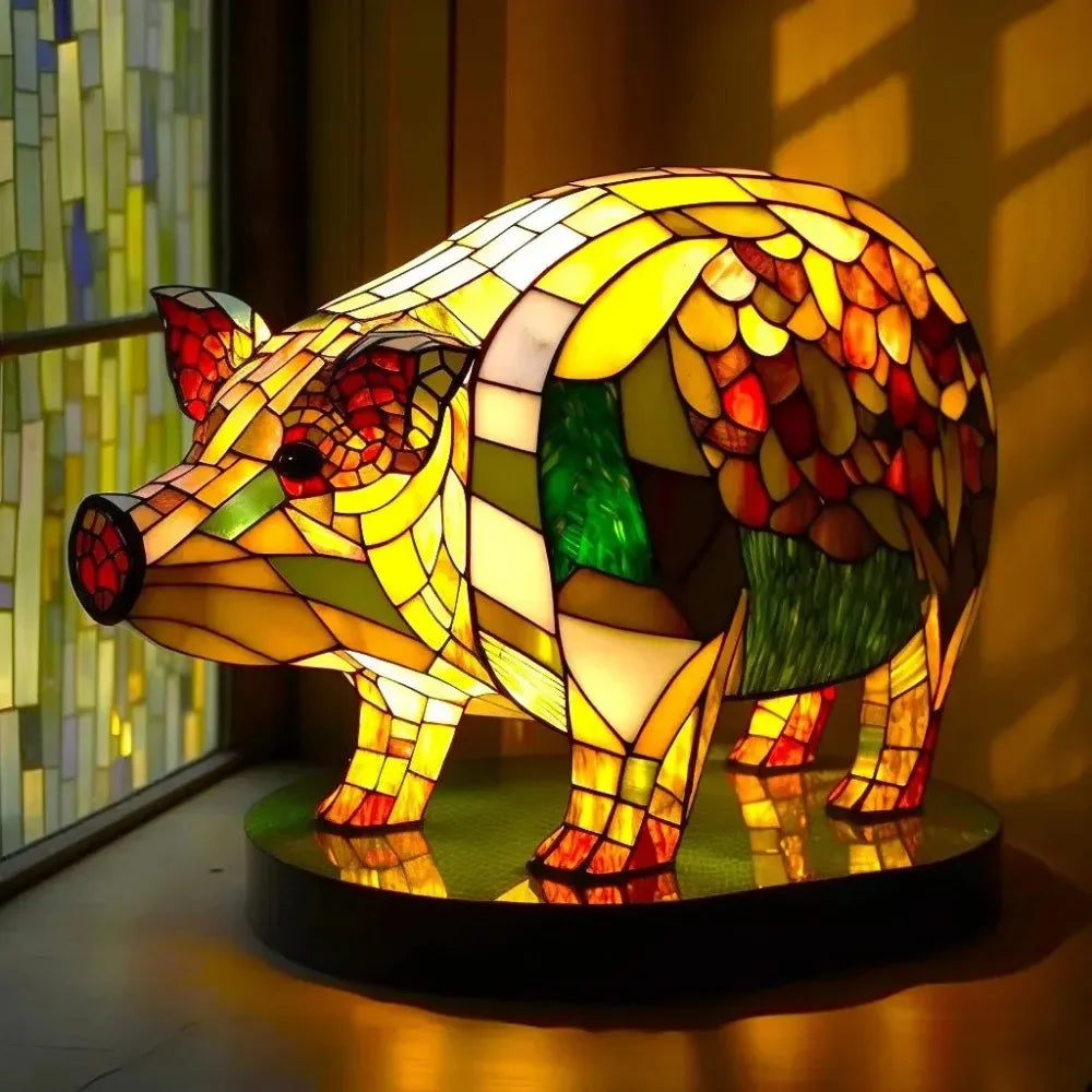 3D stereoskopisk harts färgat glas djurbord ljus nattljus ugglor häst lampa för vardagsrum hem sovrum dekoration