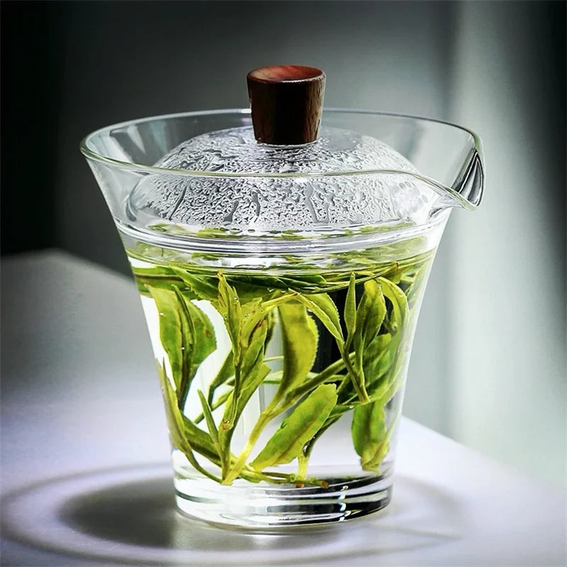 Tè in vetro resistente al calore da 150 ml Tureen Gaiwan con ciotola da tè da tè da tè da tè a puer.