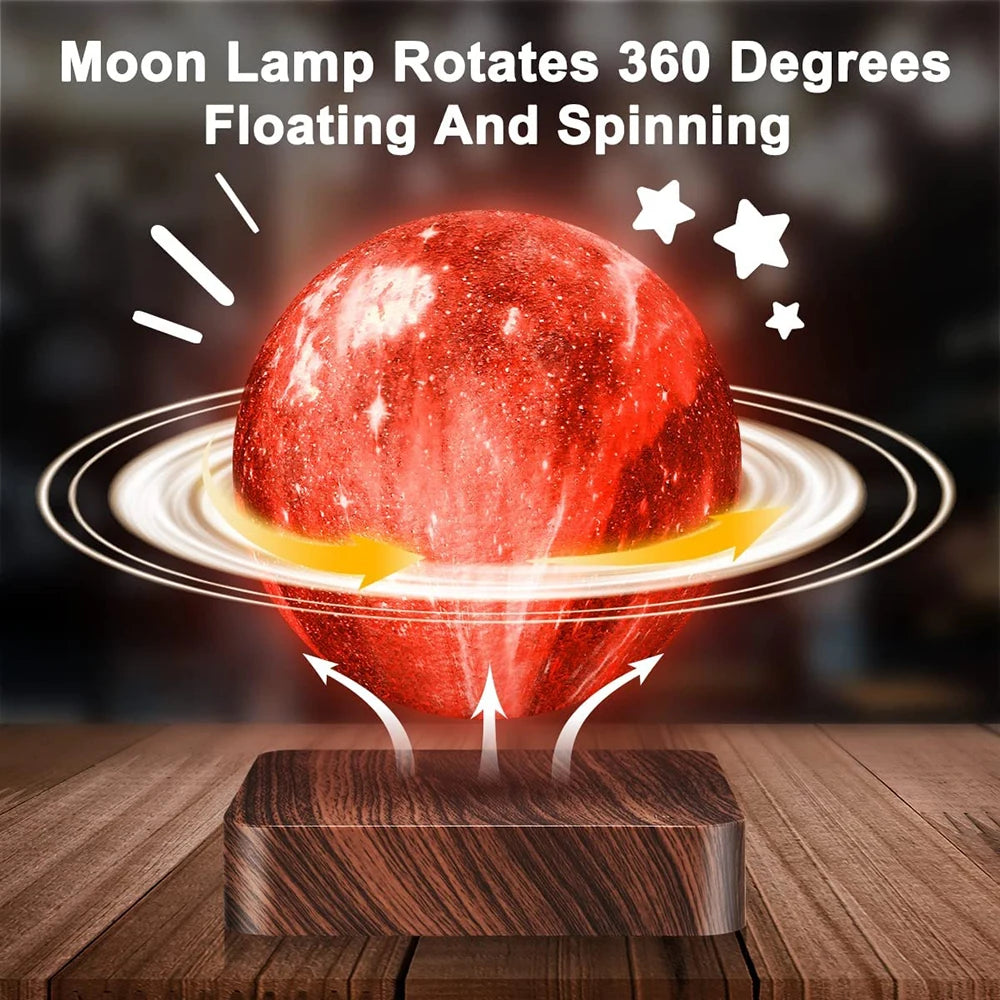 16 färger 3D Gravering Roterande Moon Lamp Smart Touch Sensor Magnetic Levitating Moon Table Lamp med fjärrkontroll Heminredning