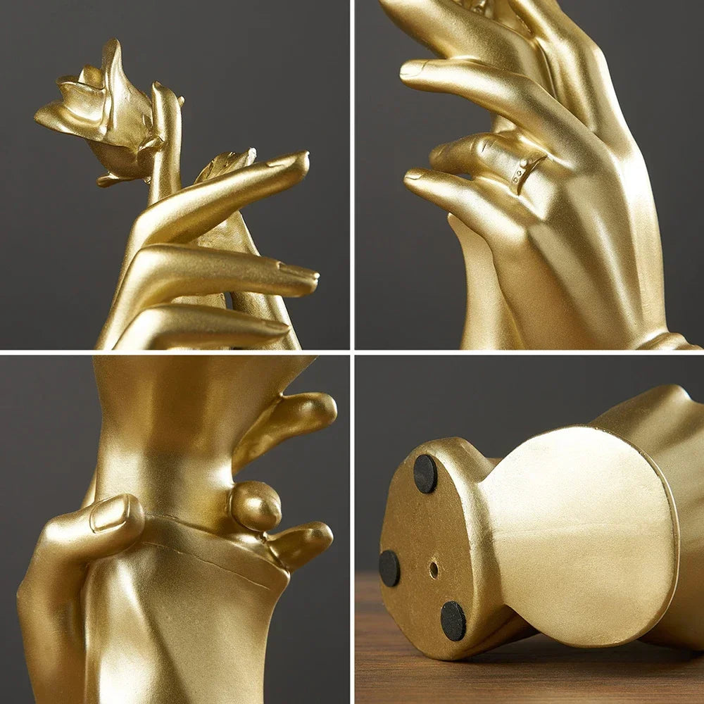 Abstrakte goldene Skulptur kreative Hand Statue Licht Luxus Home Wohnzimmer Desktop Dekoration Office Tisch Zubehör Geschenke