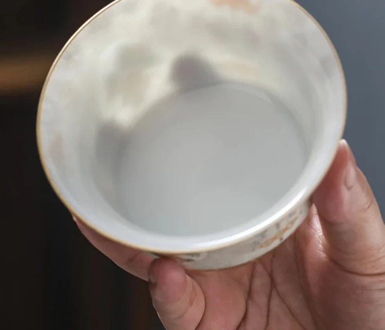 Handgjord guldpalace emaljfärgad gaiwan estetisk keramisk skål med lock te tureen te maker cover skål teaset samling