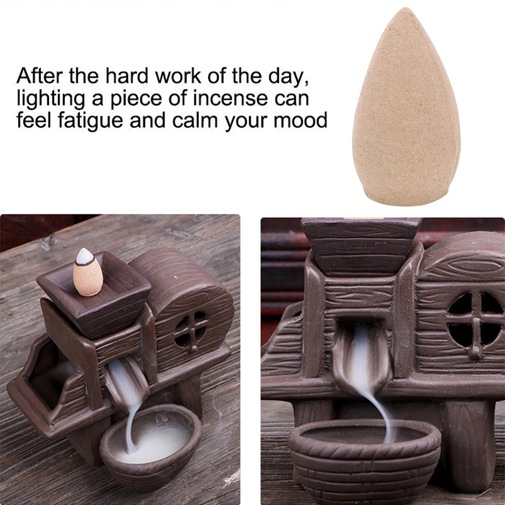 1 ~ 10pcs Bag Natural Refluks Menara Kon Candalwood Air Purifying penyegar Backflow Incense Cone untuk Burner Home