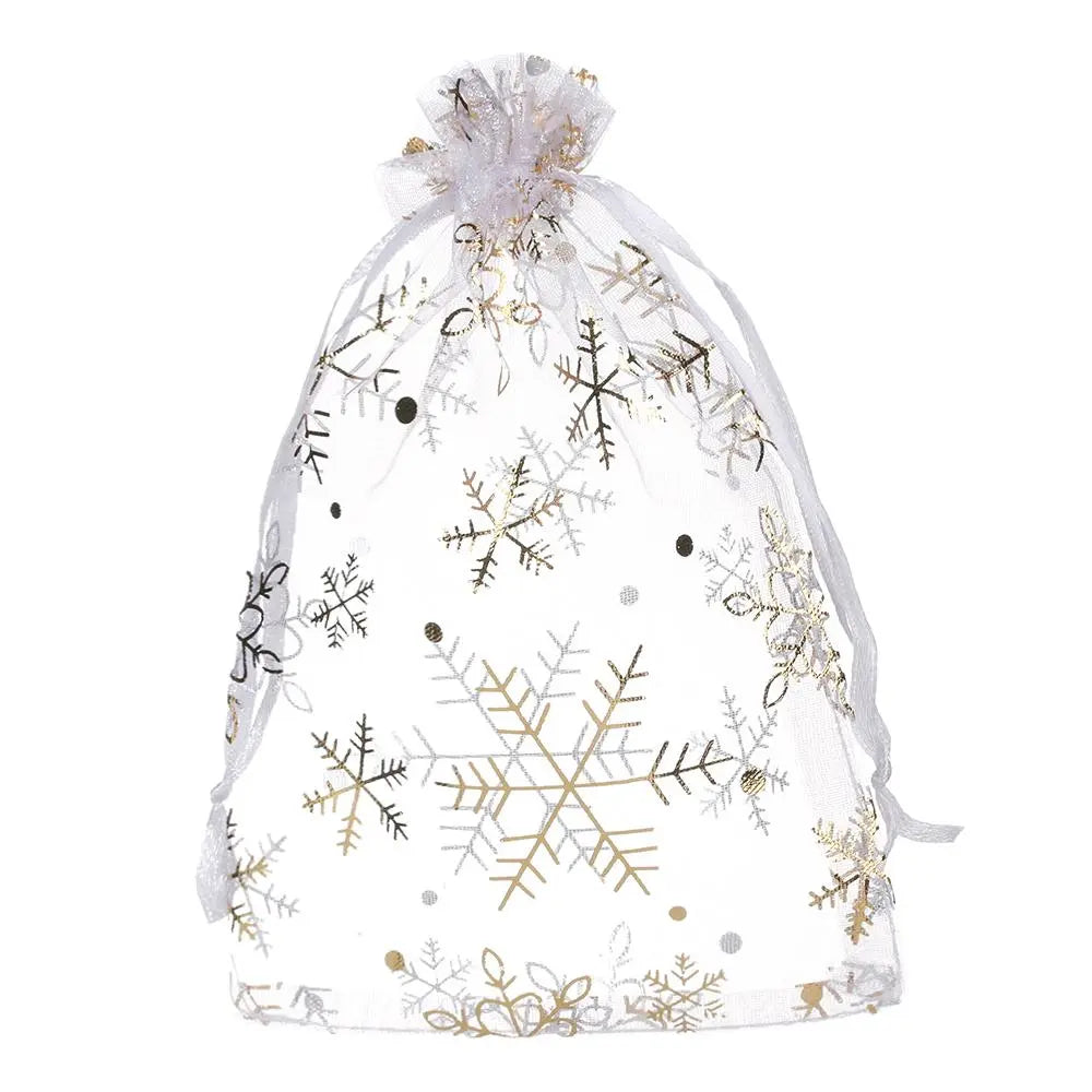 50pcs / lot sac à crampons sacs d'organza de Noël cadeau de bonbons pochets bijoux sacs d'emballage décoration de mariage de fête
