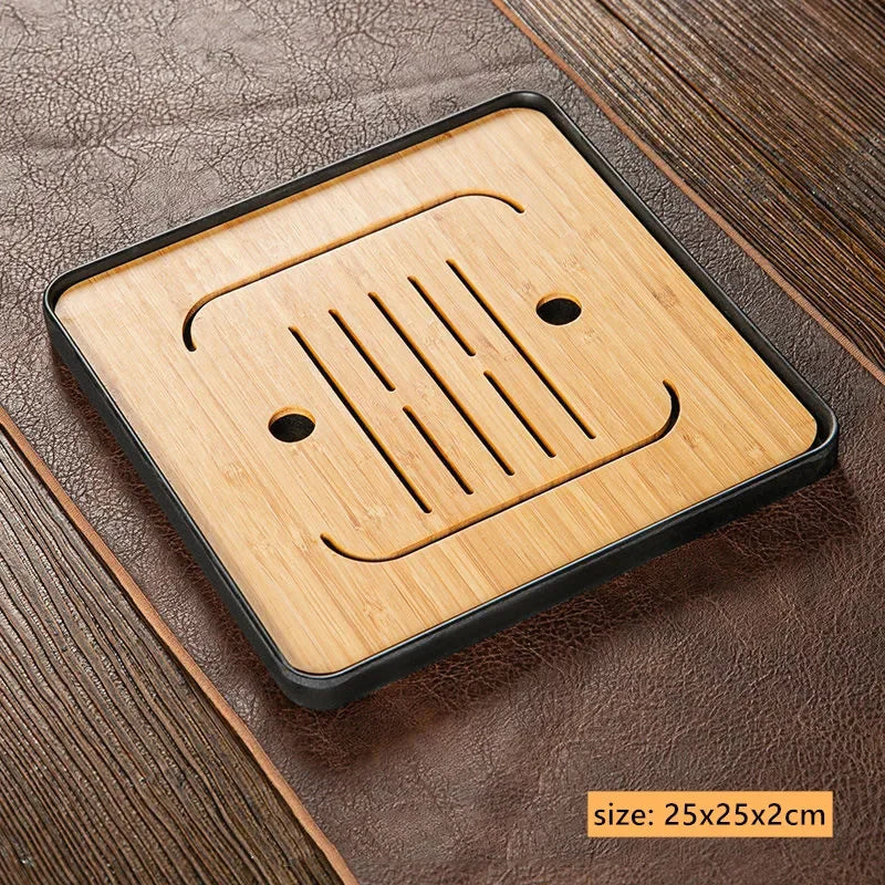 1Pc Japanese Rectangular Bamboo Tray Household Water Storage Tea Tray Exquisite Small Tea Table Traditional Tea Accessories