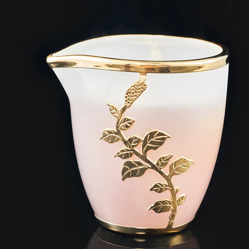 Gold incrusté jade vitrage jade porcelaine gaiwan tas tasse kung fu chinois ensemble de thé de luxe exquis