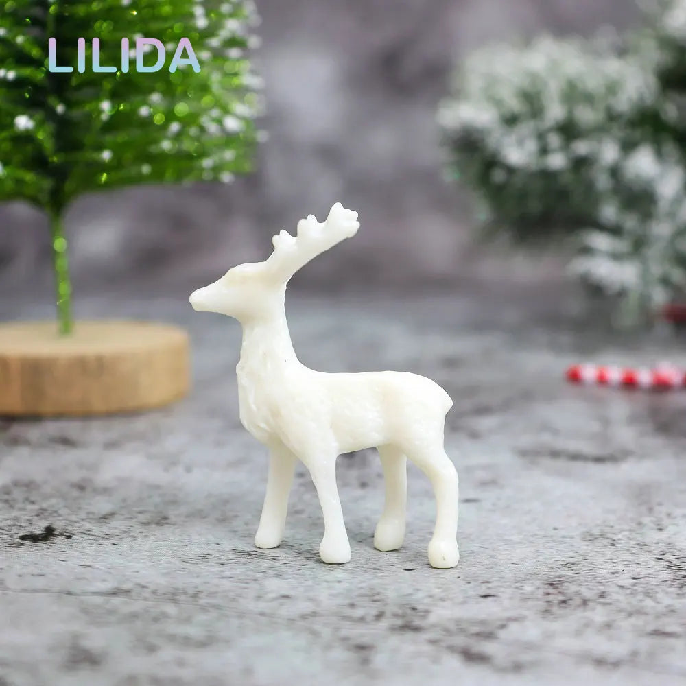 6/12 pcs buatan mini mini rusa dekorasi kerajinan patung dekorasi rumah mini garden aksesoris figurine liontin natal