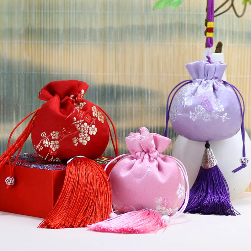 Bolsa de seda chinesa Bolsa bordada bordada Bolsa de pano de saqueta bolsa de pendente de pendente de pendente para sacos de presente de jóias